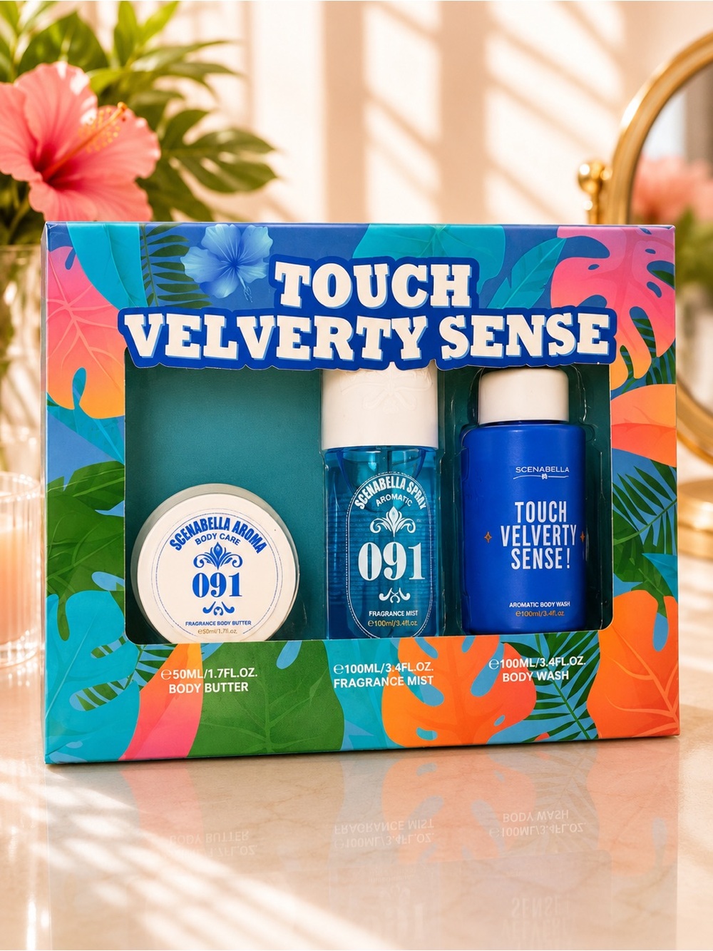 Scenabella Touch Velverty Sense 091 Blue Body Wash & Care Set